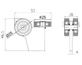 Wózek bez podstawy do bramy (PROFIL 30x30x2mm) - G-3T-30