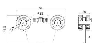 Wózek bez podstawy do bramy (PROFIL 30x30x2mm) - G-5M-30