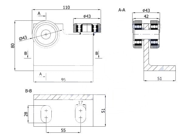 Wózek do bramy podwieszanej (PROFIL 50x50x3mm) - P-3T-50