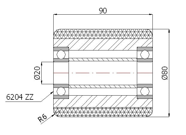 Rolka wózka paletowego aluminiowo-poliuretanowa 80x90mm - RAP-80-90
