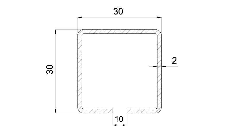 Szyna profil 30x30x2mm ceownik półzamknięty 2m