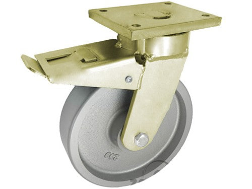 Koło ŻELIWNE fi 200mm SKRĘTNE z HAMULCEM - 65ZH