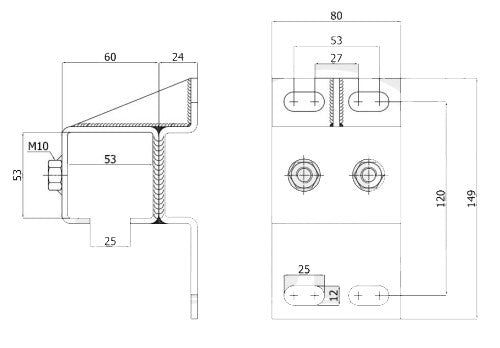 Mocowanie boczne profilu 50x50mm - MB PROF 50x50