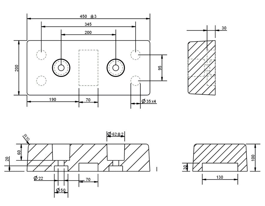 Odbojnik gumowy do rampy 450-200-100