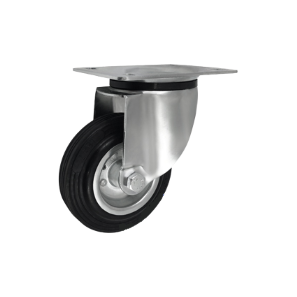 Koło metalowo-gumowe fi 125mm w obudowie skrętnej - 22