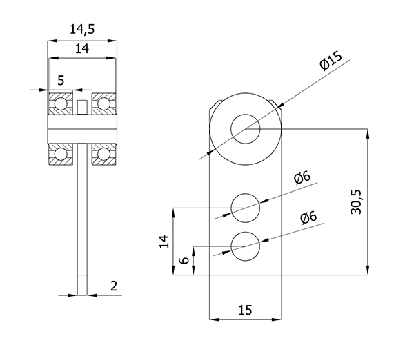 Wózek do bramy lub drzwi przesuwnych (PROFIL 20x20x2mm) - P-2M-20