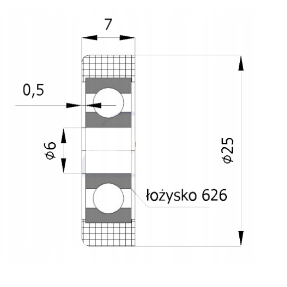 Rolka poliamidowa 25mm do wózka bramowego - R-25