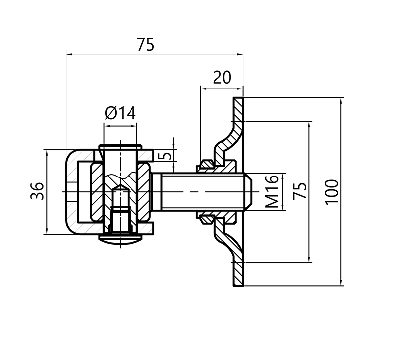 Zawias regulowany z szyldem do bramy furtki M20 - 61.019.16