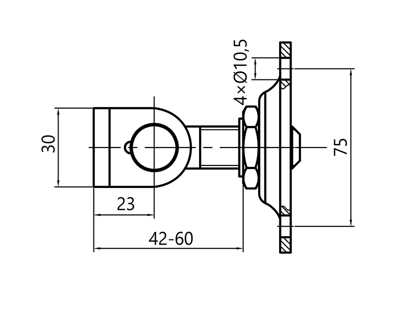 Zawias regulowany z szyldem do bramy furtki M20 - 61.019.16