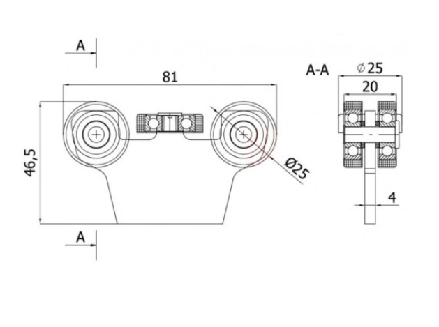 Zestaw do drzwi przesuwnych bramy samonośnej z rolkami profil 30x30 + 2 wózki G-5t-30