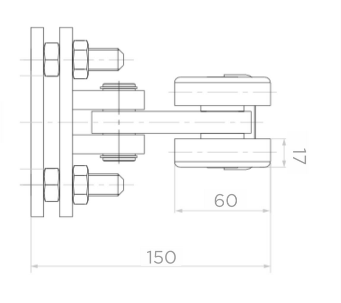Wózki i rolki do bramy przesuwnej metalowe rolki PSG do 600kg - (PROFIL 70x70x4mm) - 60.00P.70
