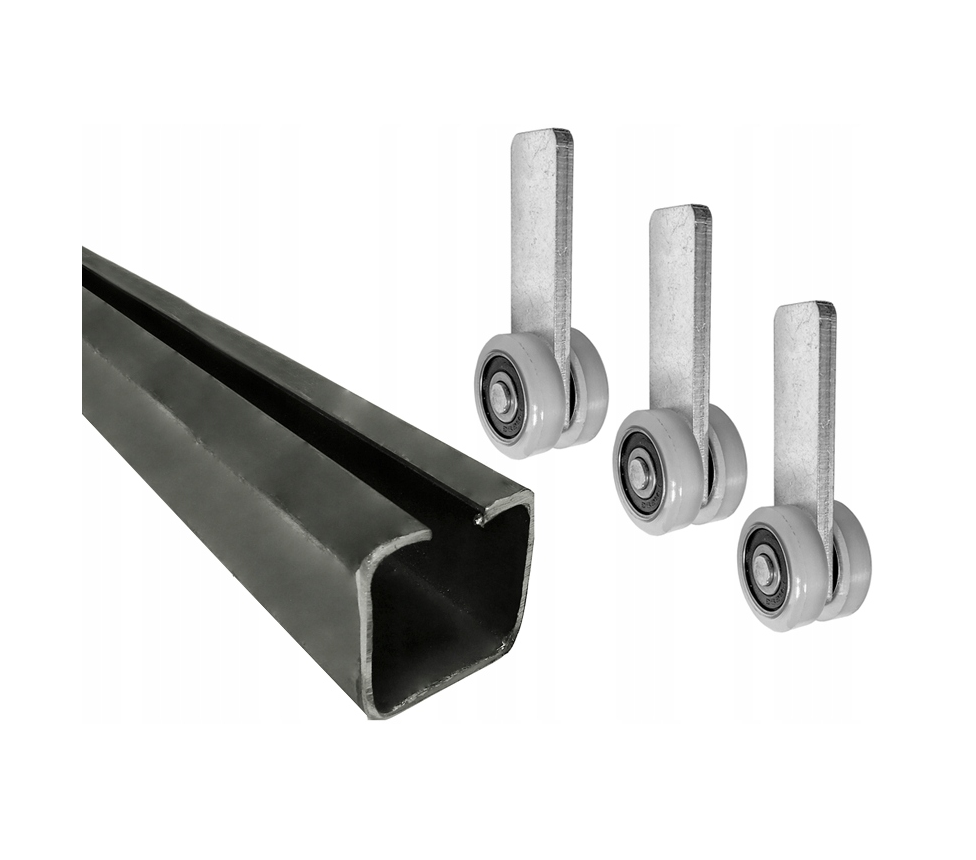 Zestaw do drzwi przesuwnych bramy samonośnej z rolkami profil 30x30 + 3 wózki