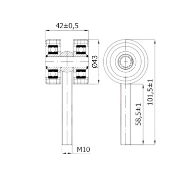 Wózek do bramy podwieszanej (PROFIL 50x50x3mm) -P-2T-50/M10