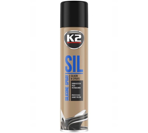 K2 SIL silikon do uszczelek gumowych K633, puszka spray 300 ml, widok z przodu