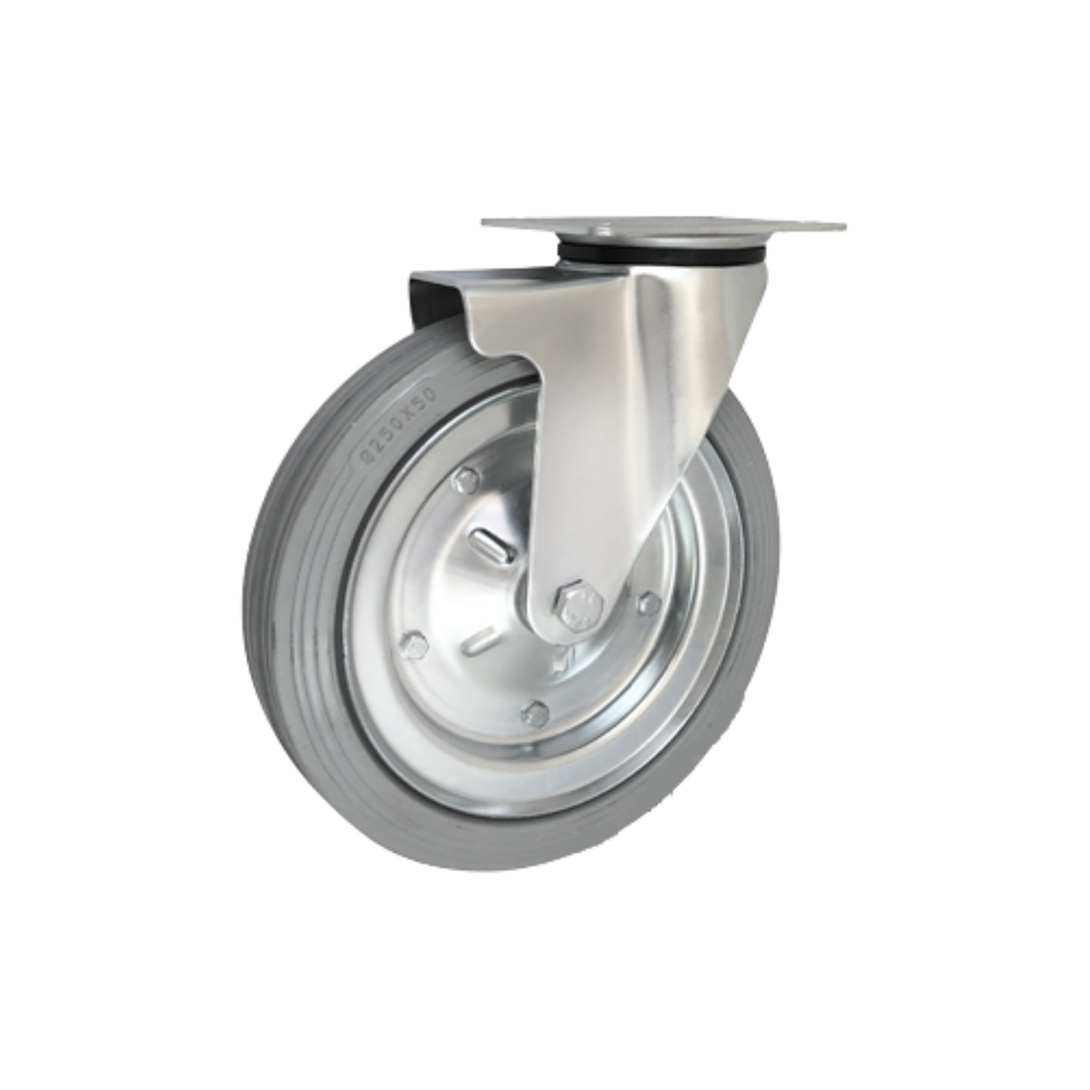 Koło metalowo-gumowe fi 250mm w obudowie skrętnej - 92S