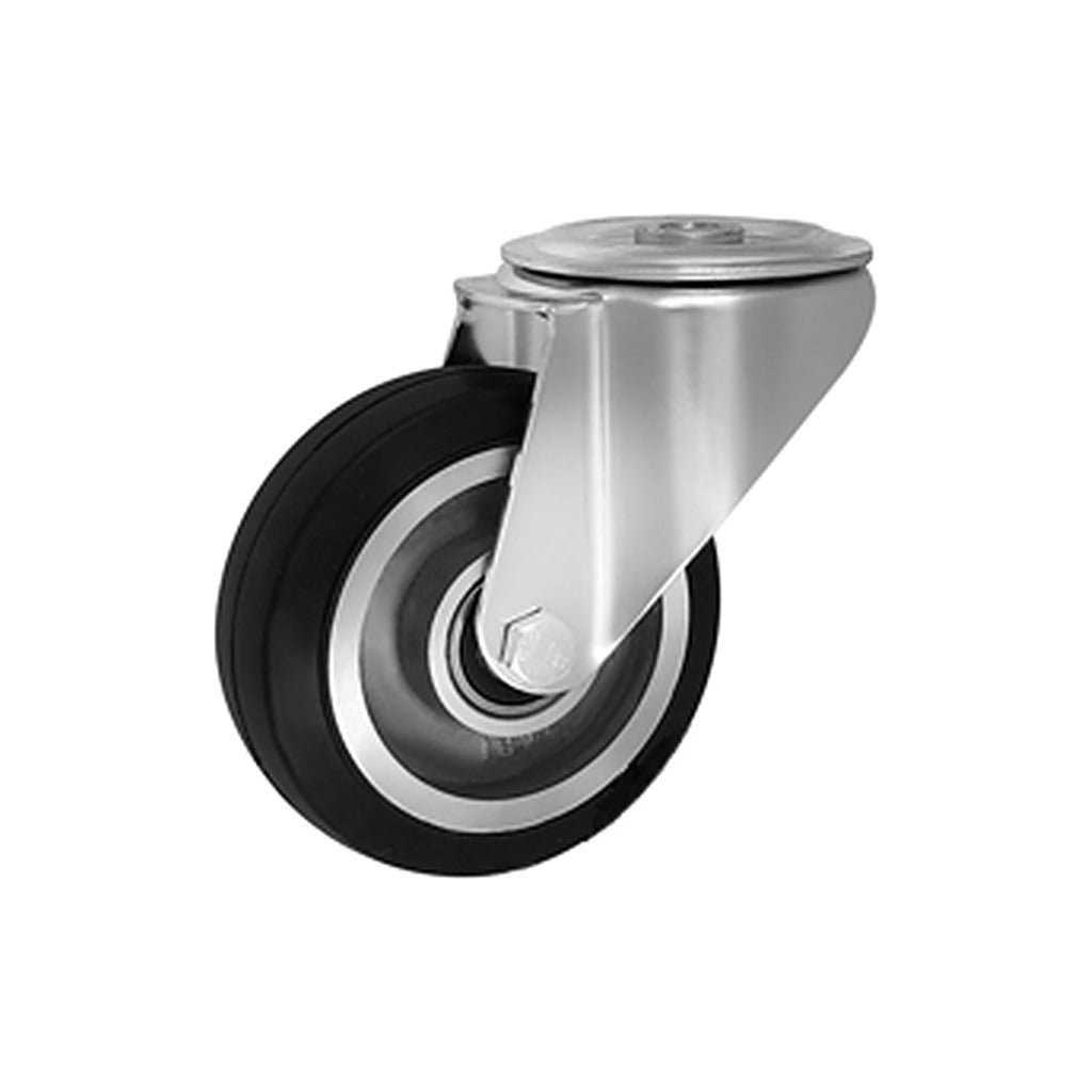 Koło aluminiowo-gumowe 100 mm w obudowie skrętnej z otworem A17G