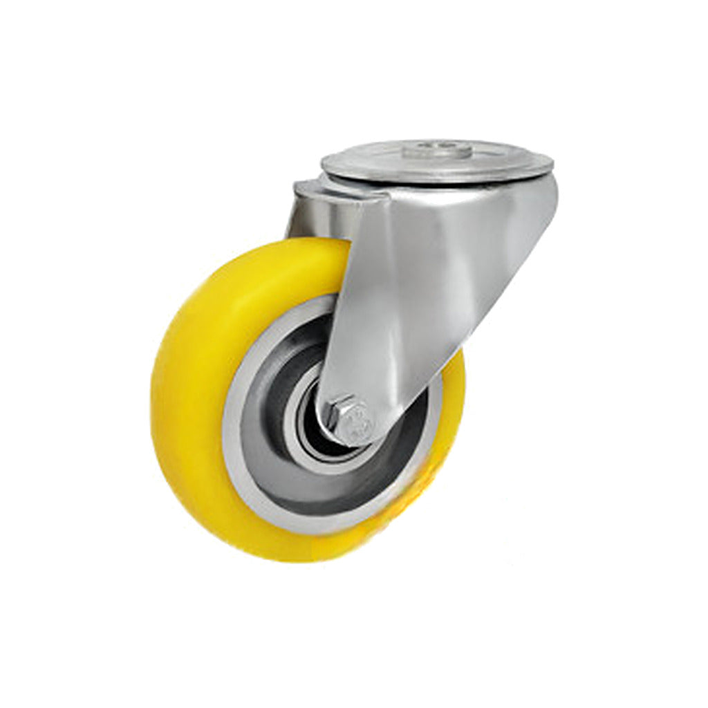 Koło aluminiowo-poliuretanowe 100 mm w obudowie skrętnej z otworem A17P