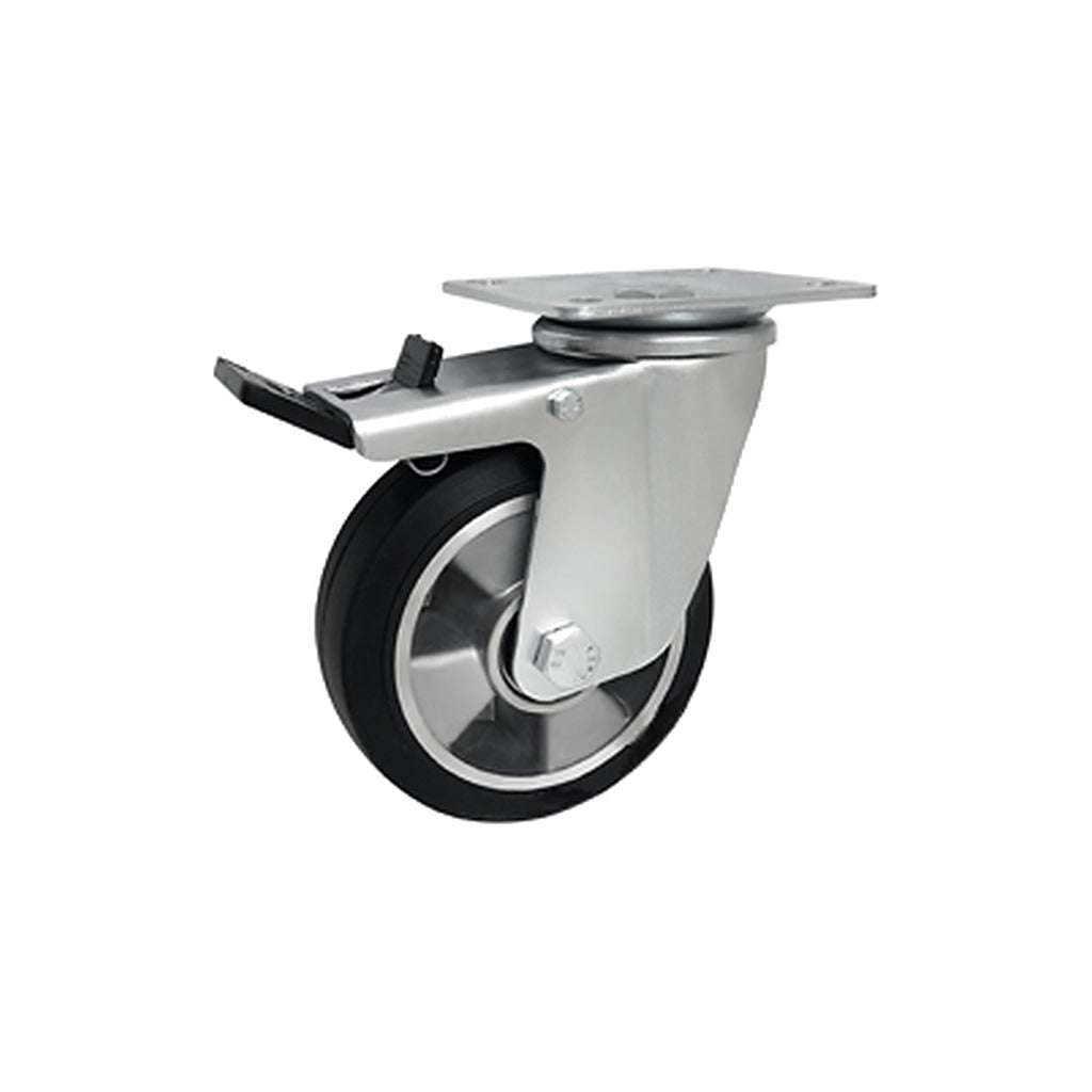 Koło aluminiowo-gumowe 125 mm w obudowie skrętnej z hamulcem A25GWH