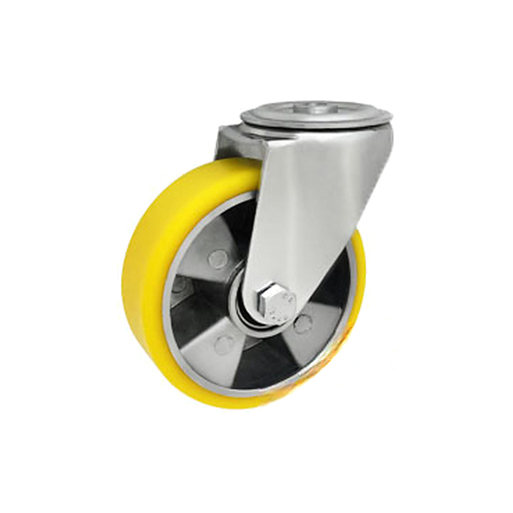 Koło aluminiowo-poliuretanowe 125 mm w obudowie skrętnej z otworem A27MP/10