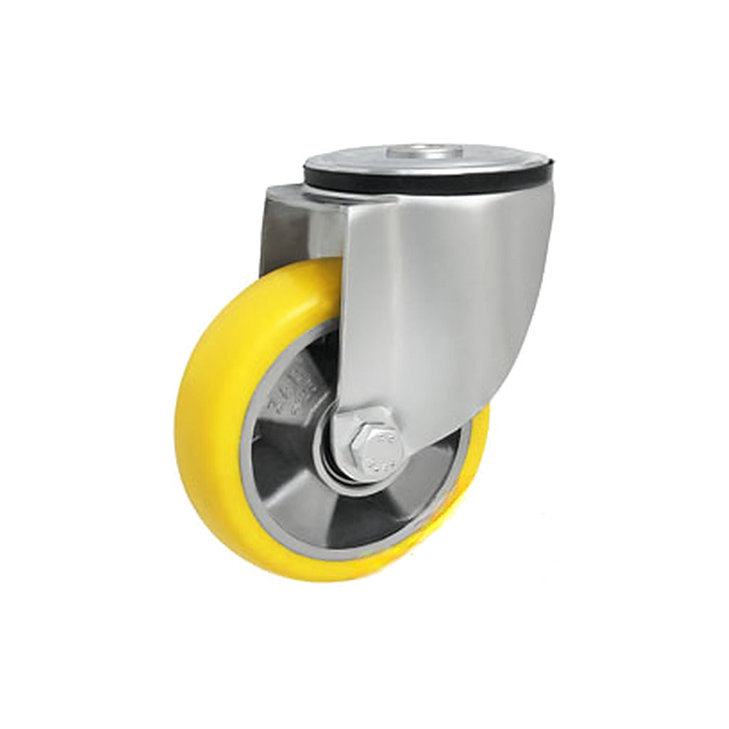 Koło aluminiowo-poliuretanowe 125 mm w obudowie skrętnej z otworem A27PR