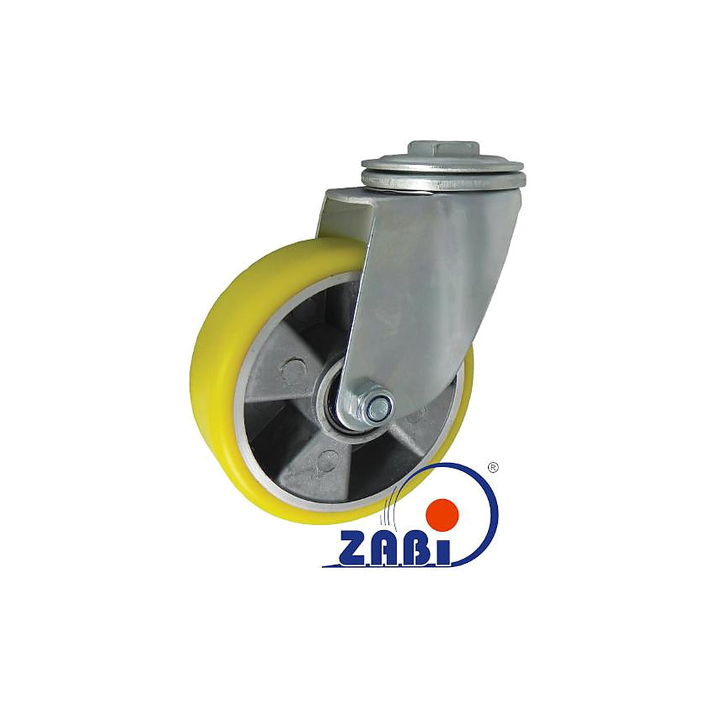 Koło aluminiowo-poliuretanowe 125 mm w obudowie skrętnej z otworem A27PW