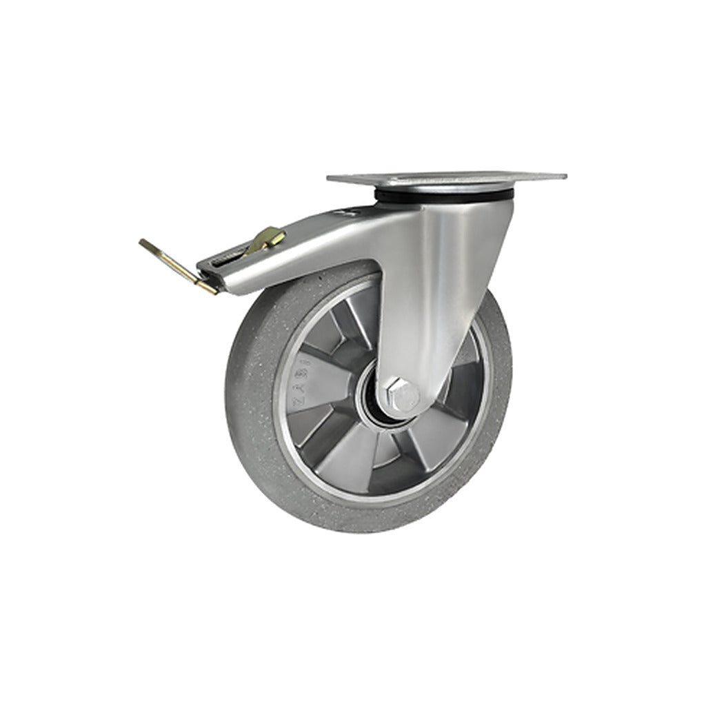 Koło aluminiowo-gumowe 200 mm w obudowie skrętnej z hamulcem A65GSWH