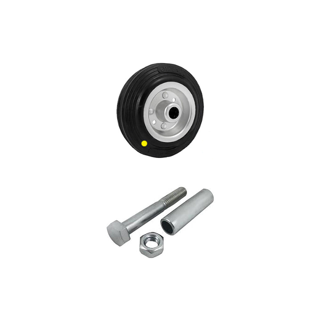 Koło elektrostatyczne metalowo-gumowe 125 mm z zestawem montażowym 21-AS