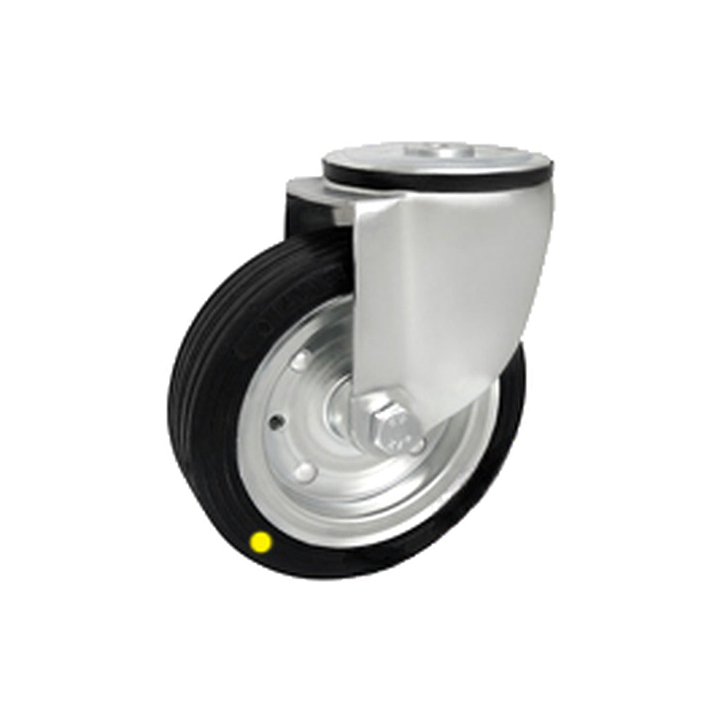 Koło elektrostatyczne metalowo-gumowe 140 mm w obudowie skrętnej z otworem 37-AS