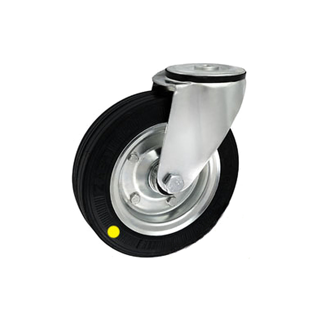 Koło elektrostatyczne metalowo-gumowe 180 mm w obudowie skrętnej z otworem 57N-AS