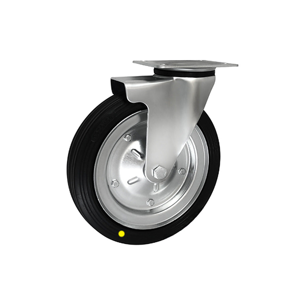 Koło elektrostatyczne metalowo-gumowe 250 mm w obudowie skrętnej 92-AS