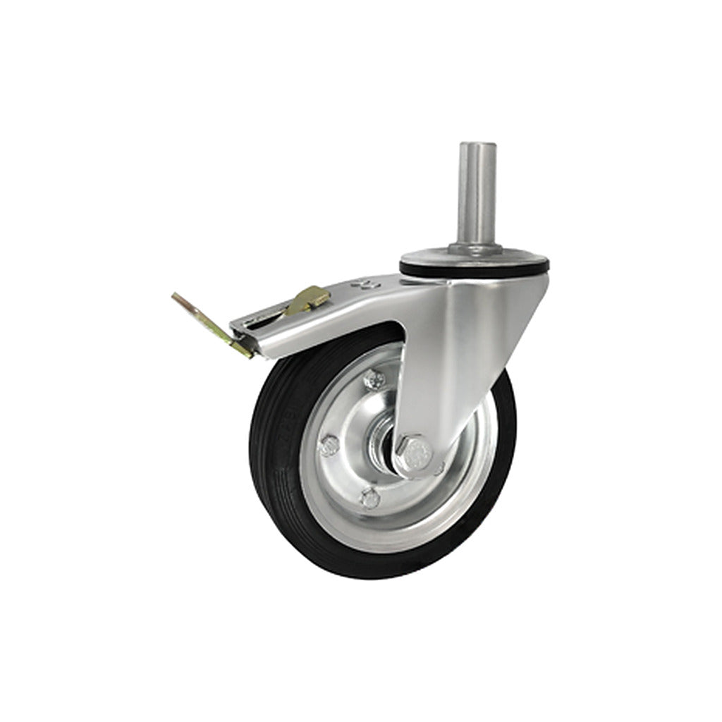 Koło metalowo-gumowe 160 mm w obudowie z trzpieniem ø27x65 i hamulcem 46NH*27