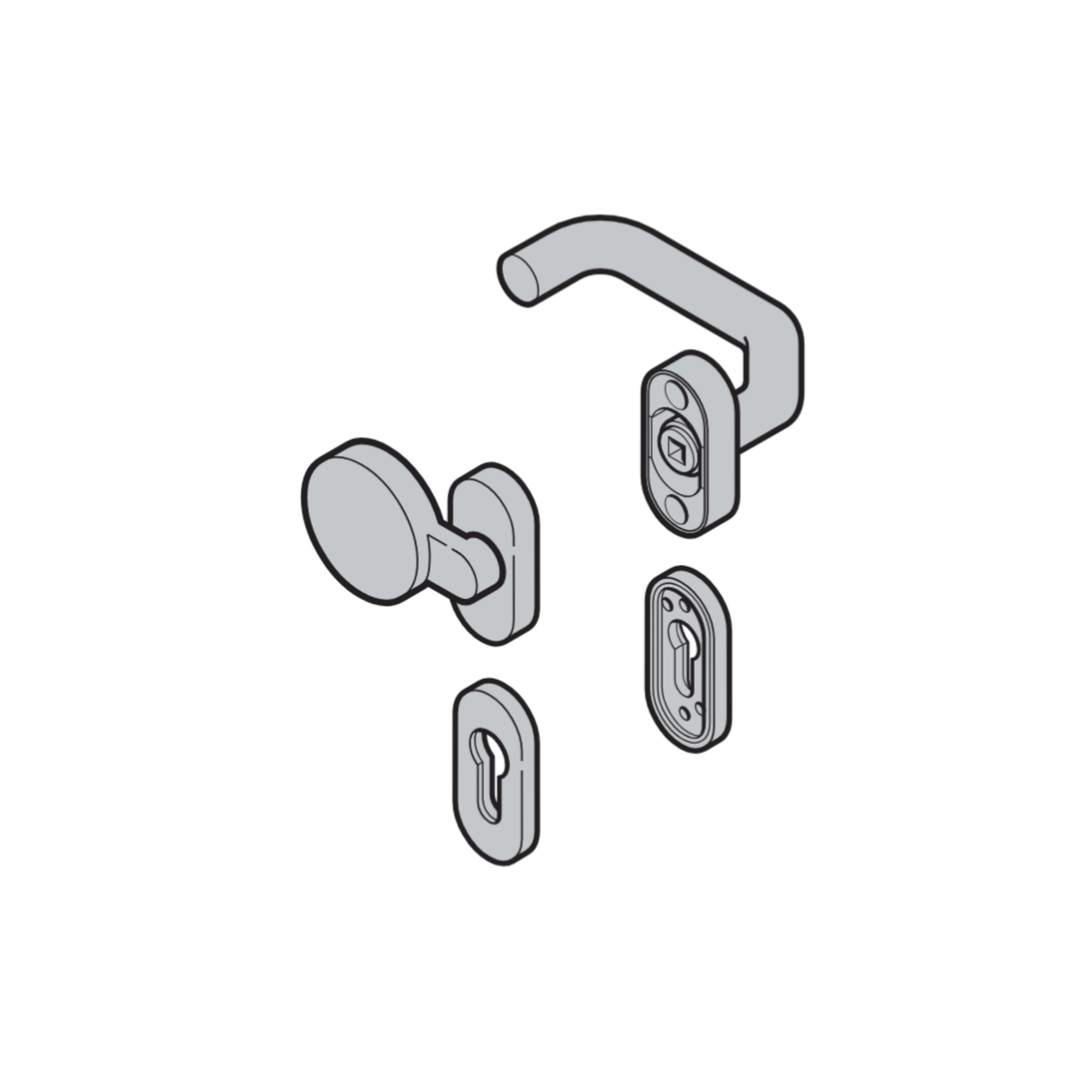 Komplet okuc klamko-gałka z rozetą owalną Hormann - 3050969