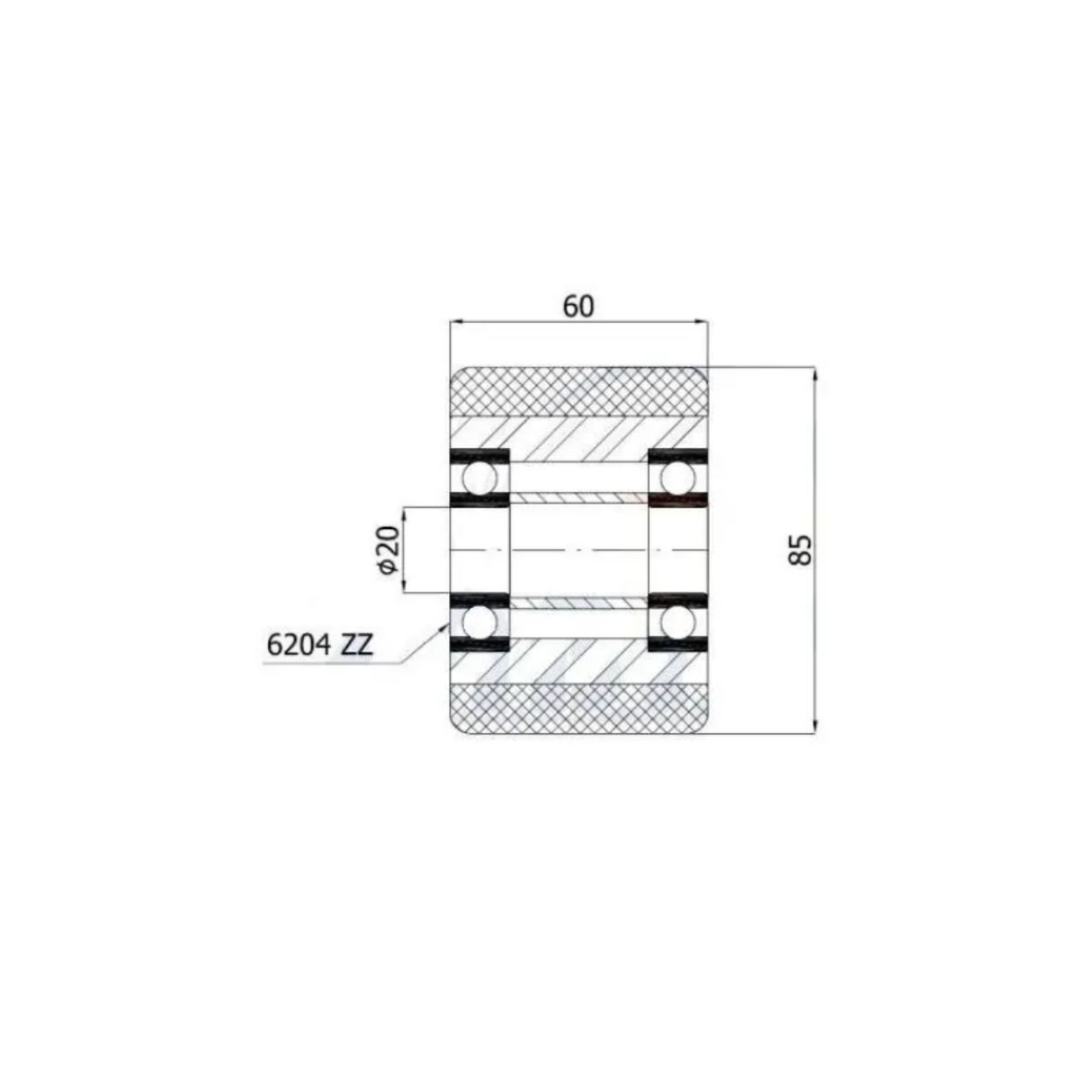 Rolka wózka paletowego aluminiowo-poliuretanowa 85x60mm - RAP-85-60