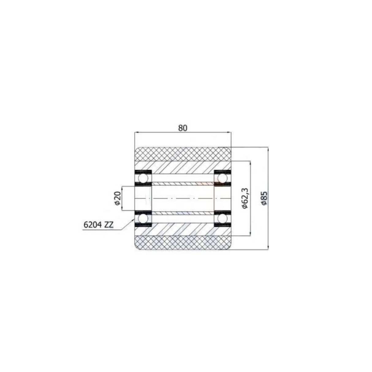 Rolka wózka paletowego aluminiowo-poliuretanowa 85x90mm- RAP-85-90