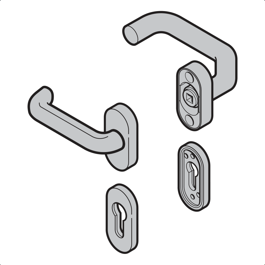 Komplet klamek do drzwi przejściowych w bramie garażowej Hormann - 3096798