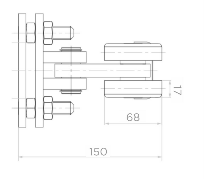 Wózki i rolki do bramy przesuwnej metalowe rolki PSG do 600kg - (PROFIL 80x80x5mm) - 60.00P.80