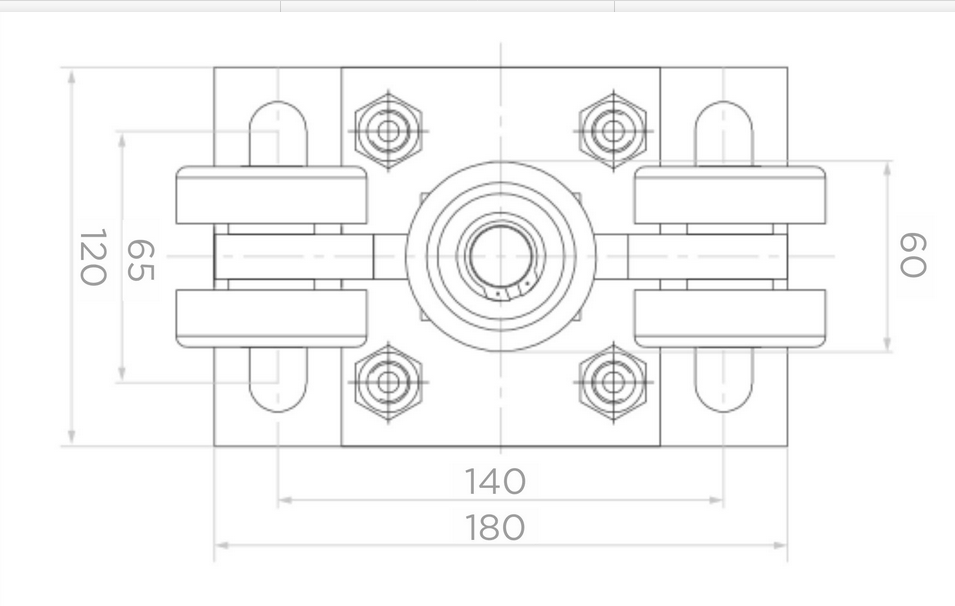 Wózki i rolki do bramy przesuwnej metalowe rolki PSG do 600kg - (PROFIL 70x70x4mm) - 60.00P.70