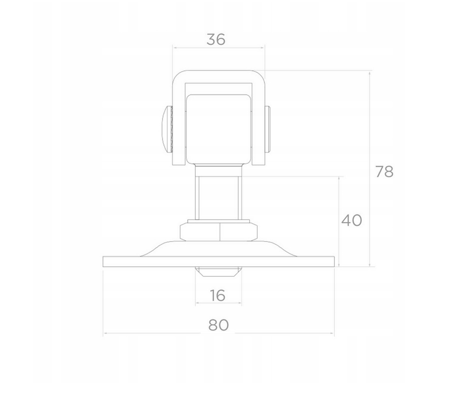Zawias regulowany M16 z szyldem 80x80x3
