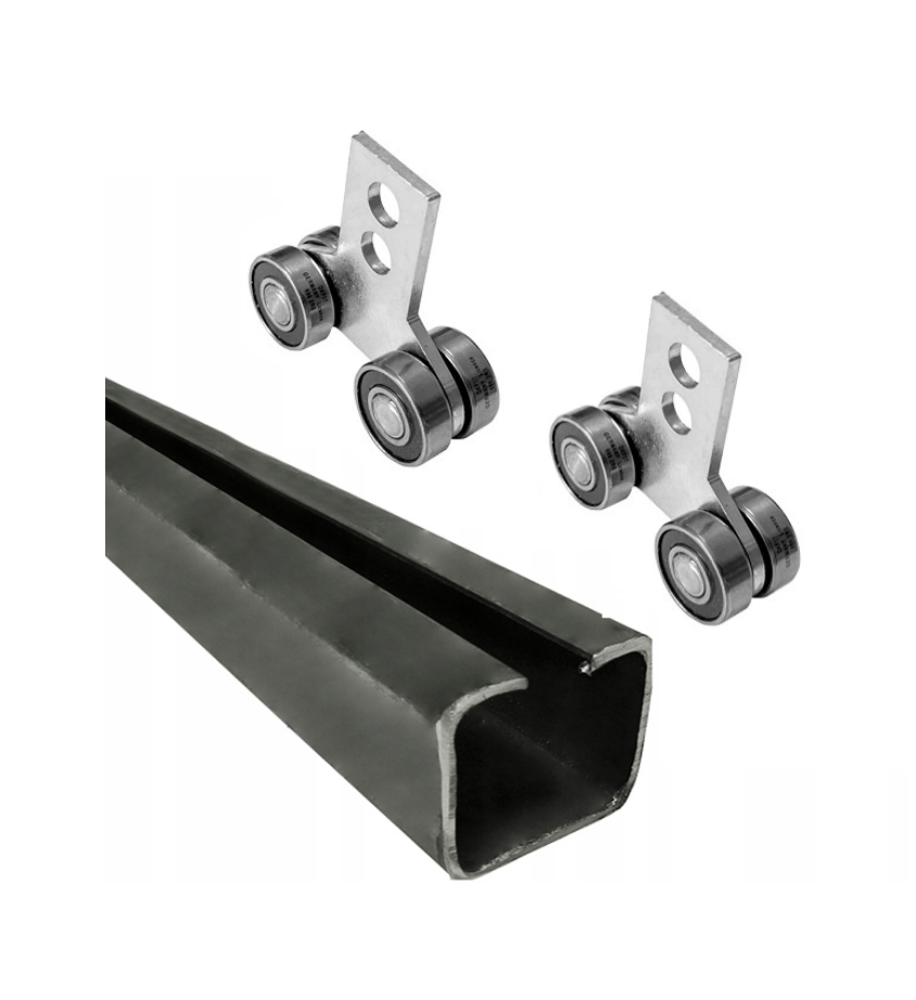 Zestaw do drzwi przesuwnych bramy samonośnej z rolkami profil 20x20 + 2 wózki P-4M-20