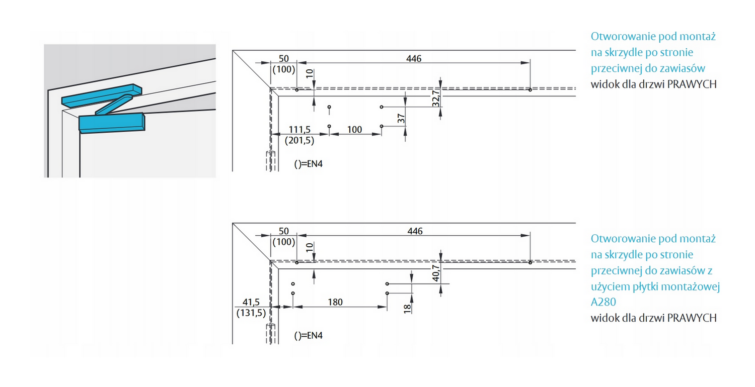 Samozamykacz Assa Abloy DC175 antracyt do drzwi 110cm maksymalna waga 80kg - DC175-7016