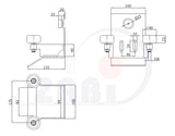 Gniazdo najazdowe z rolkami 80x80 mm do bramy GNR-80, rysunek techniczny z wymiarami