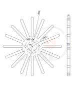 Gwiazda pieląca 250 mm PIELNIK 250-16/93, rysunek techniczny z wymiarami