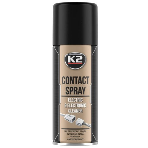 K2 Contact Spray do czyszczenia styków elektrycznych, puszka 400 ml, widok z przodu