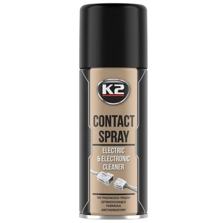 K2 Contact Spray do czyszczenia styków elektrycznych, puszka 400 ml, widok z przodu