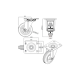 Koło metalowo-gumowe fi 100mm w obudowie skrętnej - 12LS