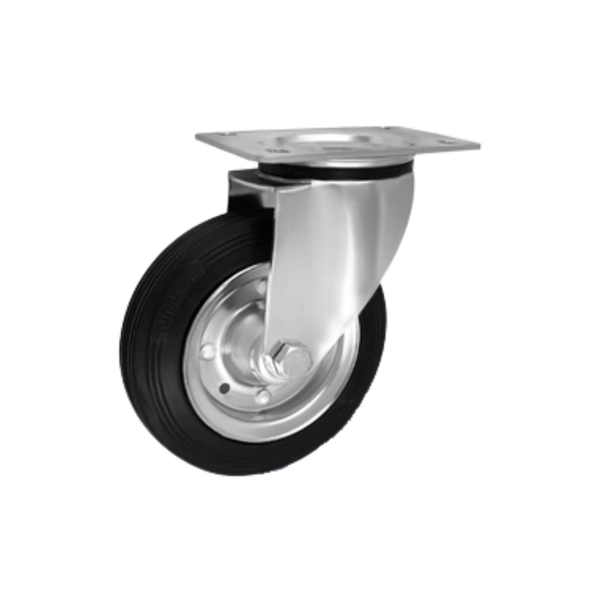 Koło metalowo-gumowe fi 160mm w obudowie skrętnej - 42