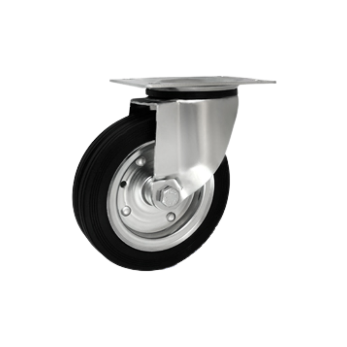 Koło metalowo-gumowe fi 150mm w obudowie skrętnej - 72