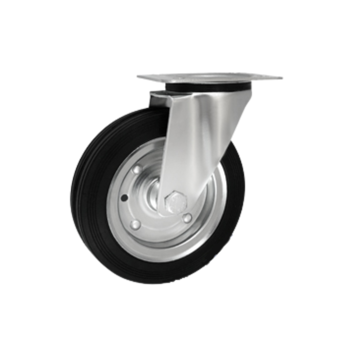 Koło metalowo-gumowe fi 150mm w obudowie skrętnej - 72M
