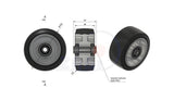Koło aluminiowo-gumowe 100 mm otwór 10 mm A10G, rysunek techniczny z wymiarami