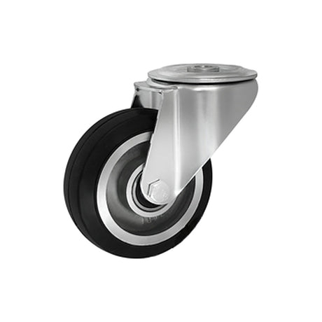 Koło aluminiowo-gumowe 100 mm w obudowie skrętnej z otworem A17G/10
